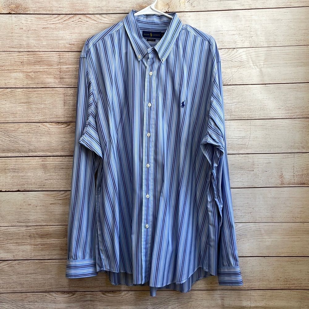 RALPH LAUREN CLASSIC FIT SHIRT IN BLUE AND WHITE STRIPES